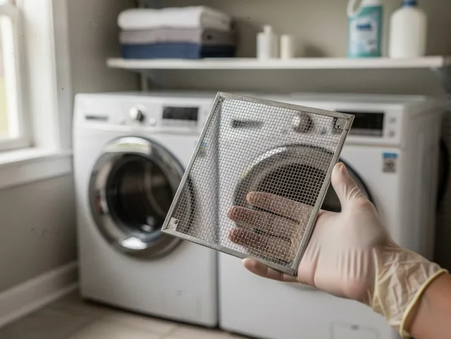 East Los Angeles Dryer Vent Cleaning specialist performing detailed lint trap cleaning service in East Los Angeles
