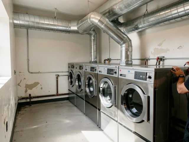 East Los Angeles Dryer Vent Cleaning team performing large-scale commercial dryer vent cleaning in East Los Angeles