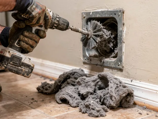 Certified East Los Angeles Dryer Vent Cleaning technician performing dryer vent cleaning in East Los Angeles
