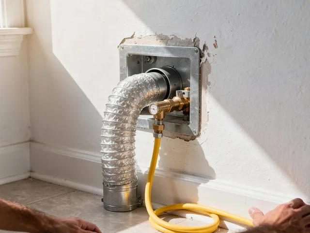 East Los Angeles Dryer Vent Cleaning certified technician performing specialized gas dryer vent cleaning in East Los Angeles